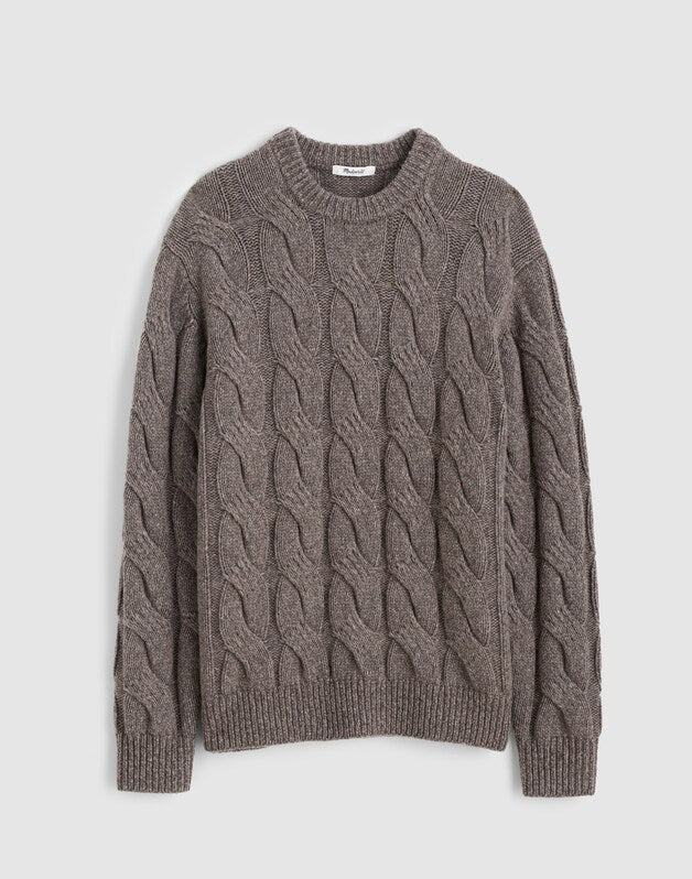 Cable-Knit Crewneck Sweater DARK DRIFTWOOD