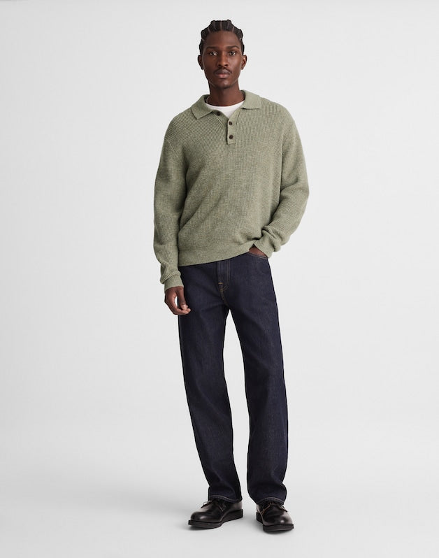 Waffle-Knit Sweater Polo HEATHER SAGE