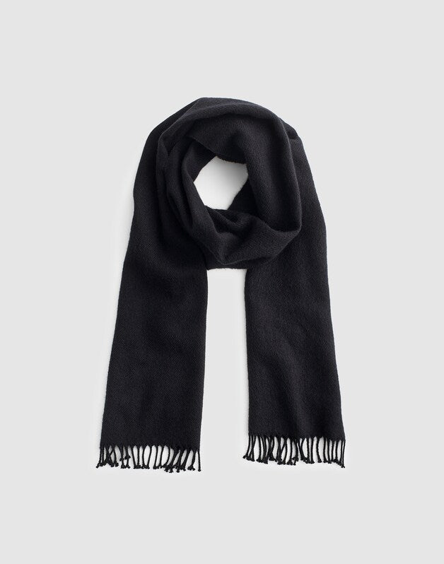 Fringed Wool Scarf JET BLACK