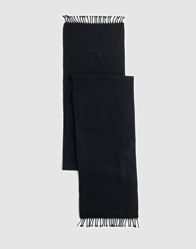 Fringed Wool Scarf JET BLACK