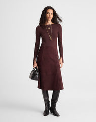 Seamed Midi Skirt in Suede DEEP PLUM