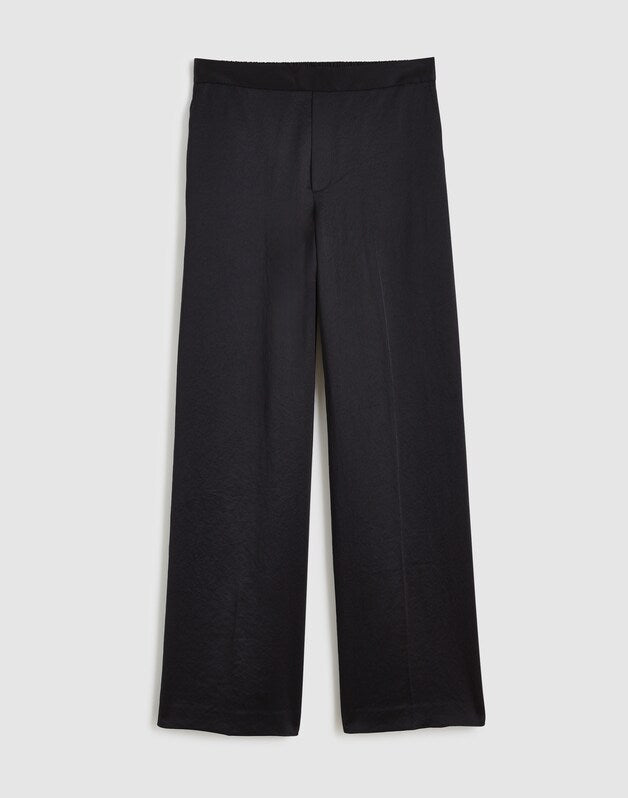 The Easy Pull-On Pant in Satin JET BLACK