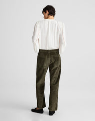 The Darted Barrel-Leg Utility Pant in Corduroy MIDNIGHT OLIVE