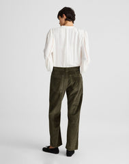 The Darted Barrel-Leg Utility Pant in Corduroy MIDNIGHT OLIVE