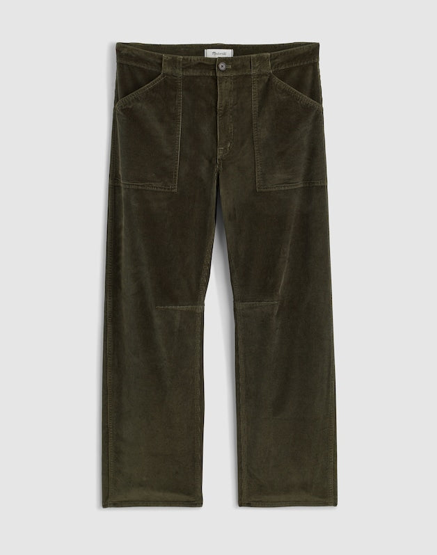 The Darted Barrel-Leg Utility Pant in Corduroy MIDNIGHT OLIVE