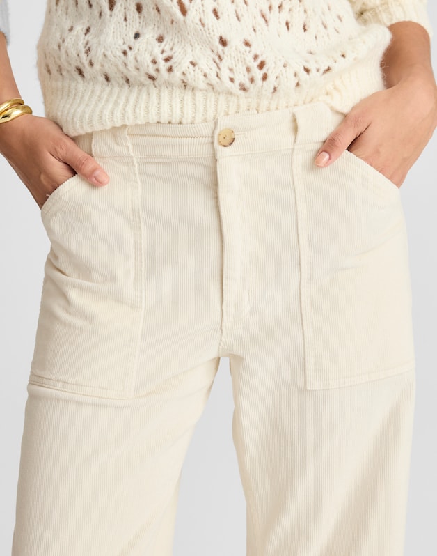 The Petite Darted Barrel-Leg Utility Pant in Corduroy VINTAGE CANVAS