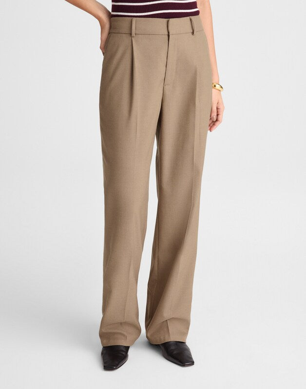 Slouchy Straight Pants in Brushed Twill DARK OAT MELANGE