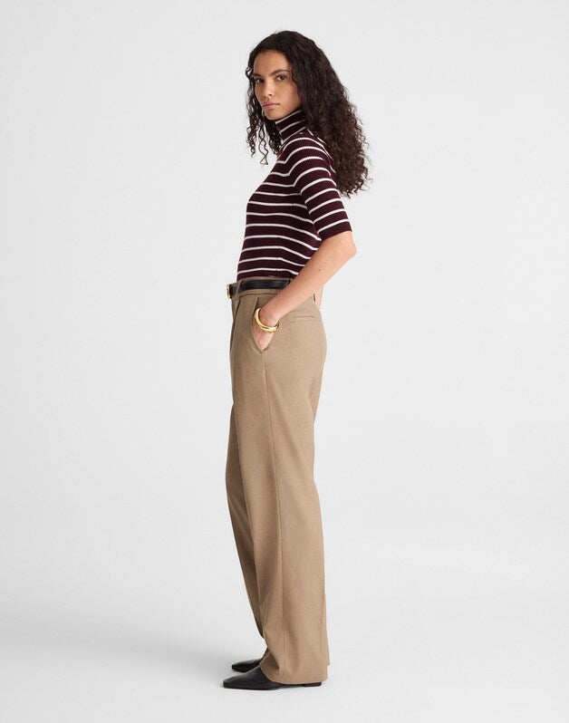 Slouchy Straight Pants in Brushed Twill DARK OAT MELANGE