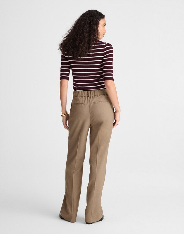 Slouchy Straight Pants in Brushed Twill DARK OAT MELANGE