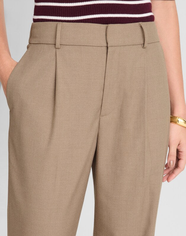 Slouchy Straight Pants in Brushed Twill DARK OAT MELANGE