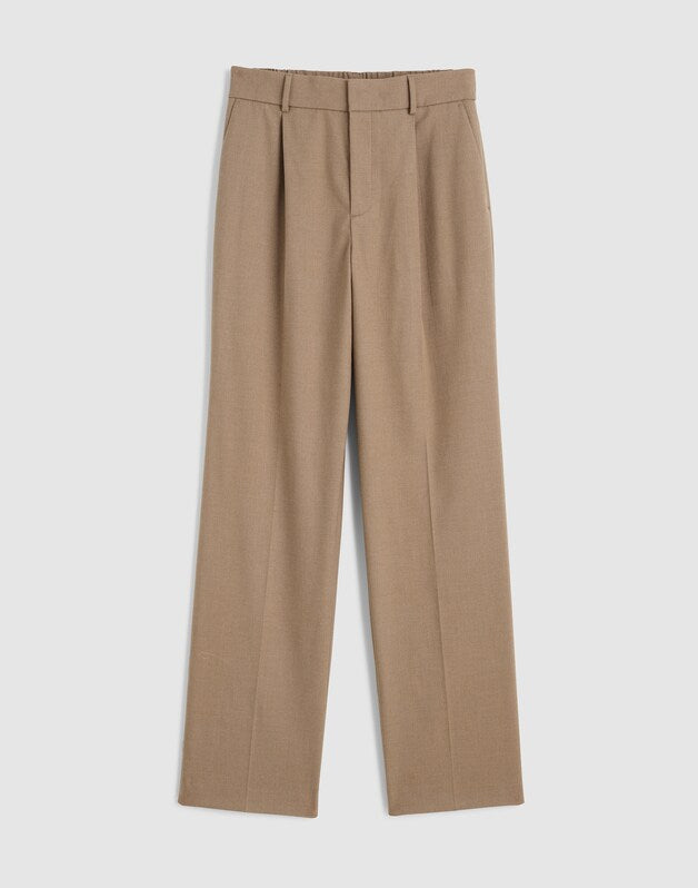 Slouchy Straight Pants in Brushed Twill DARK OAT MELANGE