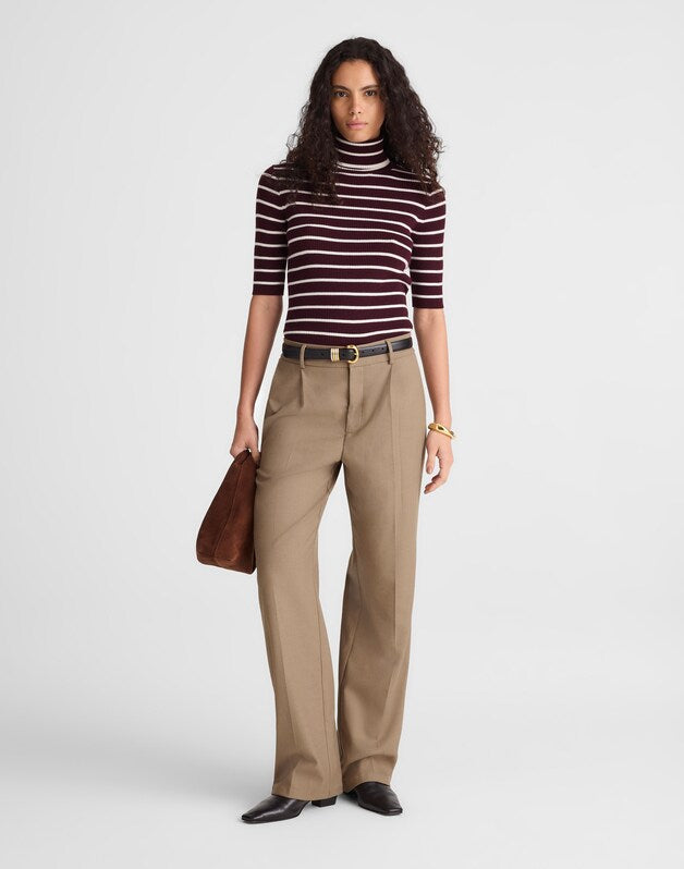 Slouchy Straight Pants in Brushed Twill DARK OAT MELANGE