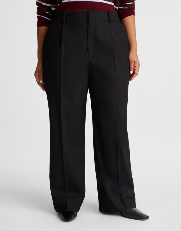 Slouchy Straight Pants in Brushed Twill BLACK