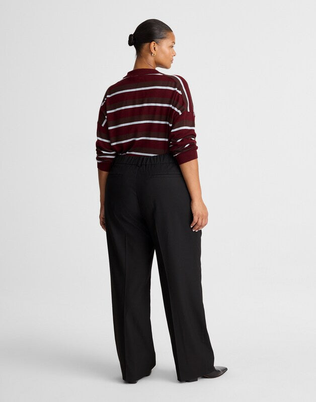 Slouchy Straight Pants in Brushed Twill BLACK
