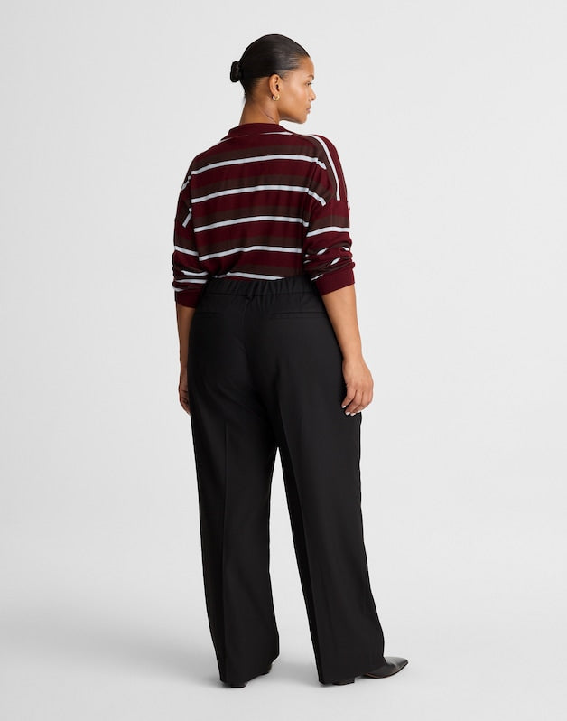 Tall Slouchy Straight Pants in Brushed Twill BLACK