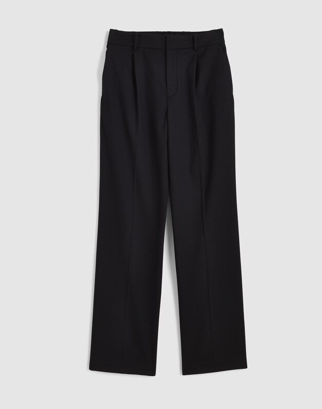 Slouchy Straight Pants in Brushed Twill BLACK