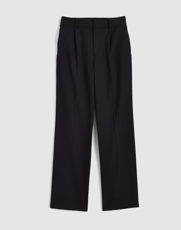 Tall Slouchy Straight Pants in Brushed Twill BLACK