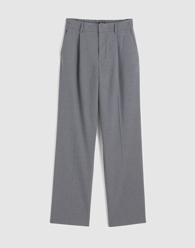 Slouchy Straight Pants in Brushed Twill LIGHT GREY