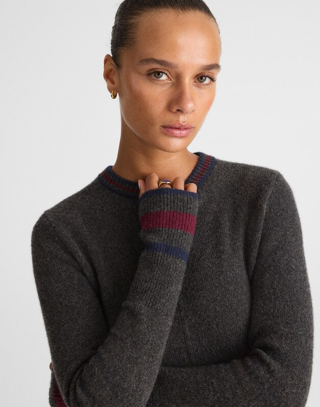 Sweater Mini Dress CHARCOAL PLACED STRIPE