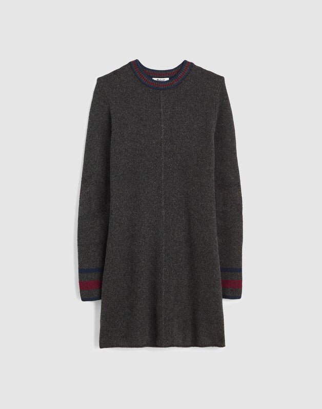 Sweater Mini Dress CHARCOAL PLACED STRIPE