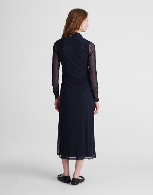 Long-Sleeve Polo Midi Dress CLASSIC NAVY