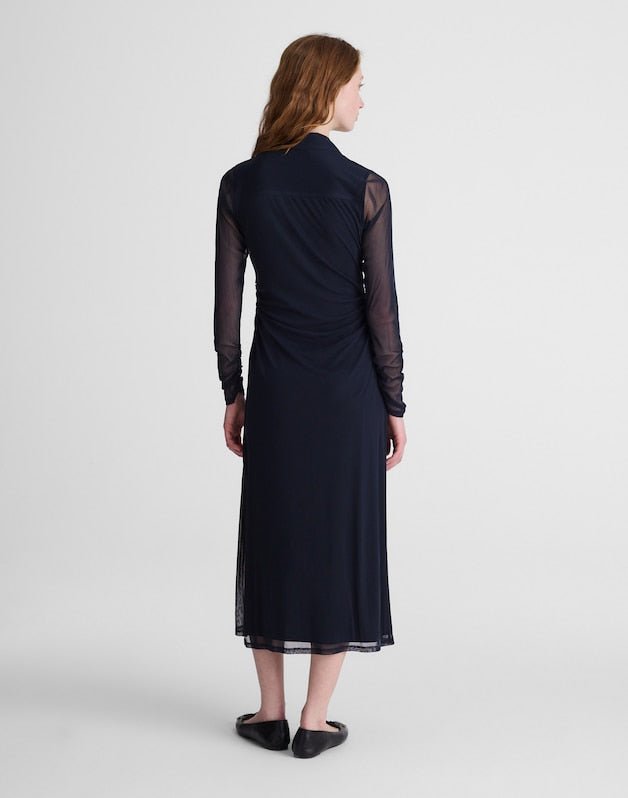 Long-Sleeve Polo Midi Dress CLASSIC NAVY