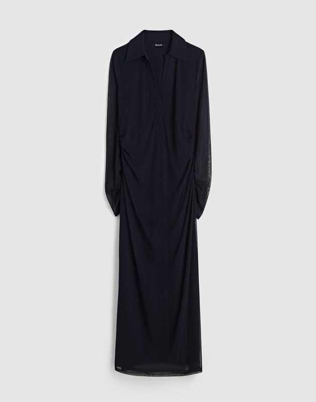 Long-Sleeve Polo Midi Dress CLASSIC NAVY
