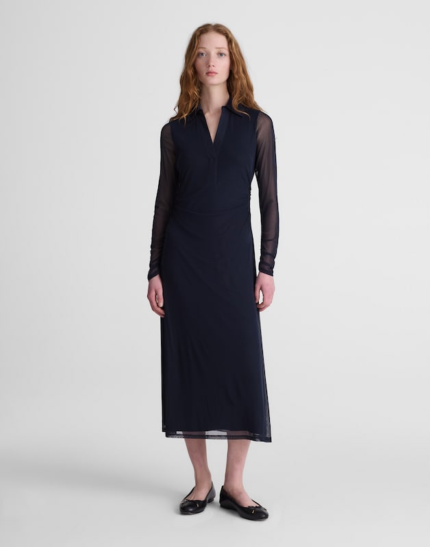 Long-Sleeve Polo Midi Dress CLASSIC NAVY