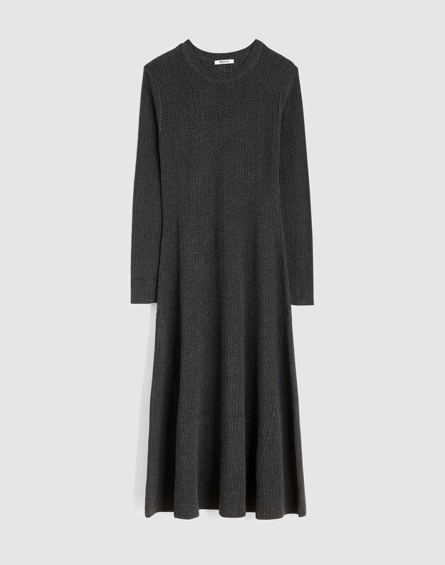The Signature Knit Crewneck Midi Dress HTHR SLATE