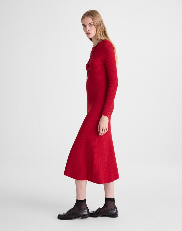The Signature Knit Crewneck Midi Dress CRIMSON