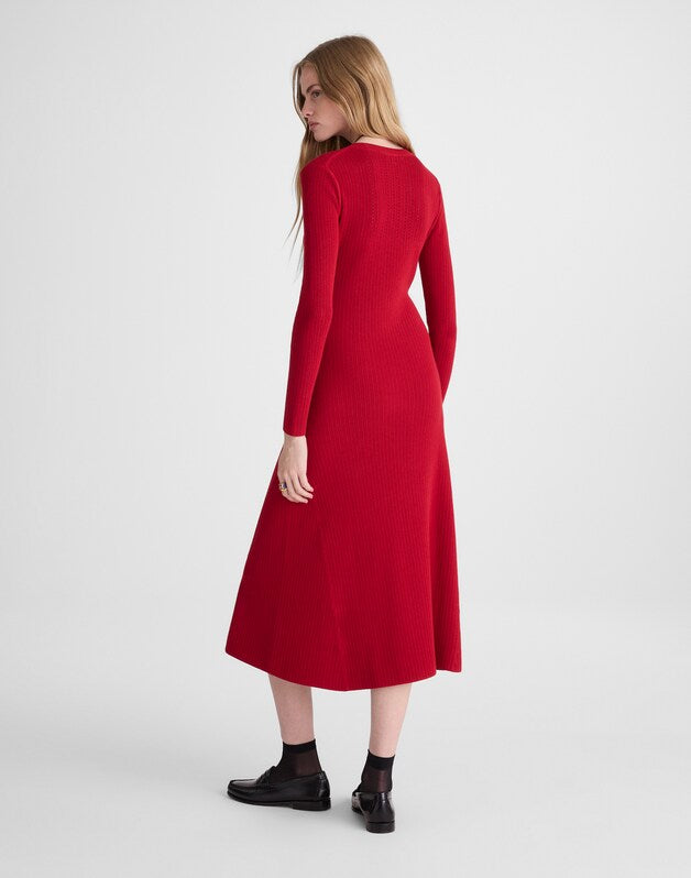 The Signature Knit Crewneck Midi Dress CRIMSON