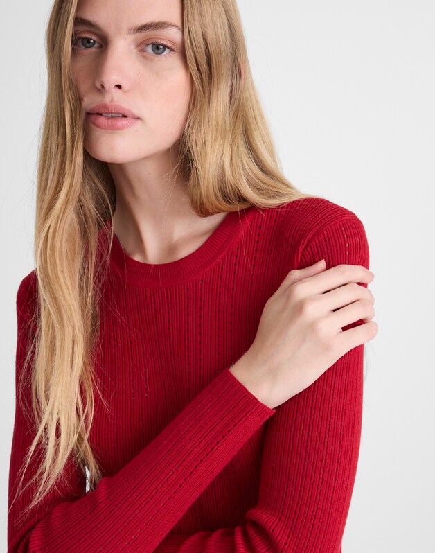 The Signature Knit Crewneck Midi Dress CRIMSON