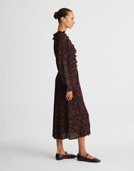 Ruffled Midi Dress ROSE RED