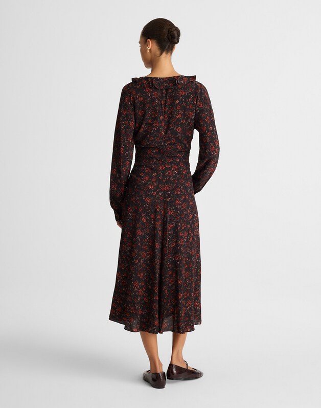 Ruffled Midi Dress ROSE RED