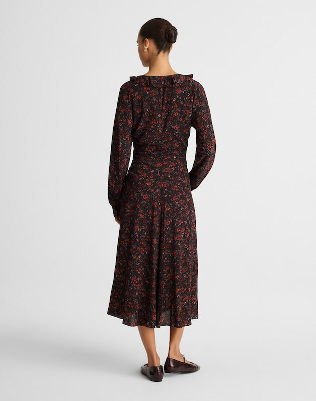 Ruffled Midi Dress ROSE RED