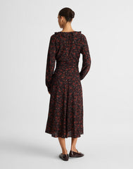 Ruffled Midi Dress ROSE RED