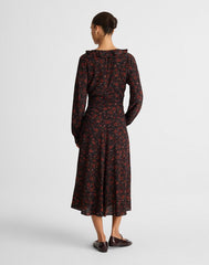 Ruffled Midi Dress ROSE RED