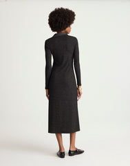 Ribbed Y-Neck Polo Maxi Dress LUREX BLACK