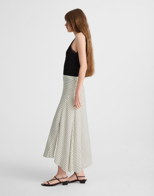 Side-Slit Midi Skirt LINEAR DOTS  LIGHTHOUSE
