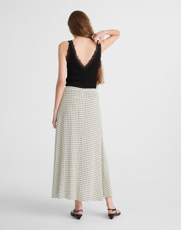 Side-Slit Midi Skirt LINEAR DOTS  LIGHTHOUSE