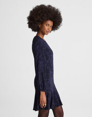Puff-Sleeve Flare Mini Dress ALEXIS FLORAL NAVY