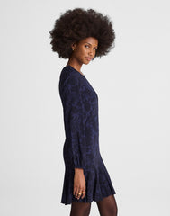 Puff-Sleeve Flare Mini Dress ALEXIS FLORAL NAVY