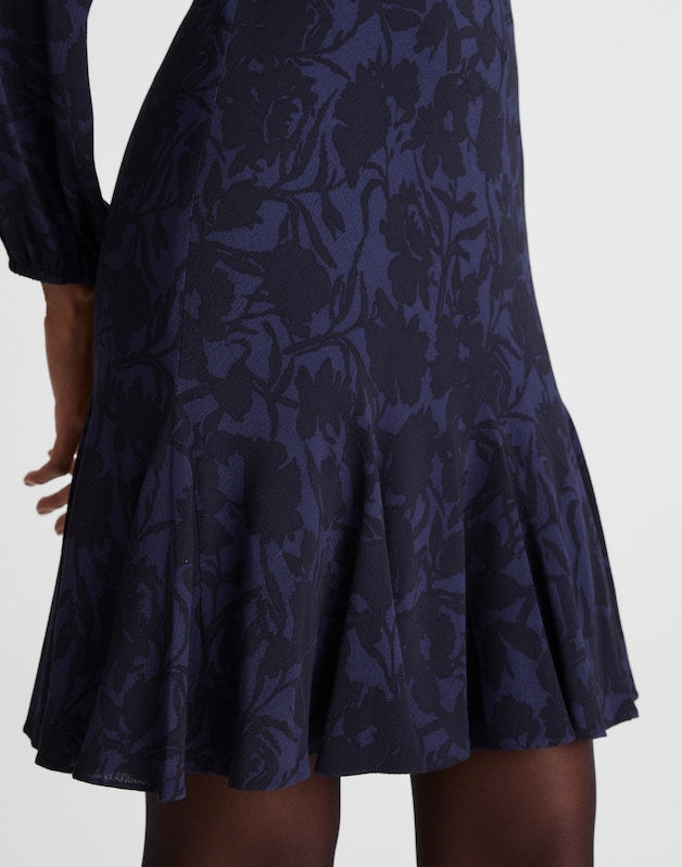 Puff-Sleeve Flare Mini Dress ALEXIS FLORAL NAVY