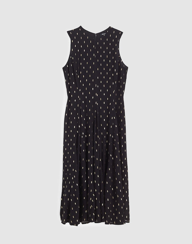 Sleeveless Flared Midi Dress CRINKLE ECOVERO LUREX