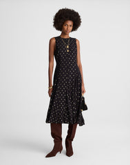 Sleeveless Flared Midi Dress CRINKLE ECOVERO LUREX