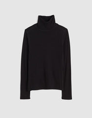 Ribbed Turtleneck Long-Sleeve Tee JET BLACK