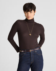 Ribbed Turtleneck Long-Sleeve Tee MOLASSES