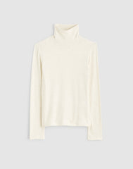 Ribbed Turtleneck Long-Sleeve Tee HTHR CREAM