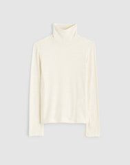 Ribbed Turtleneck Long-Sleeve Tee HTHR CREAM
