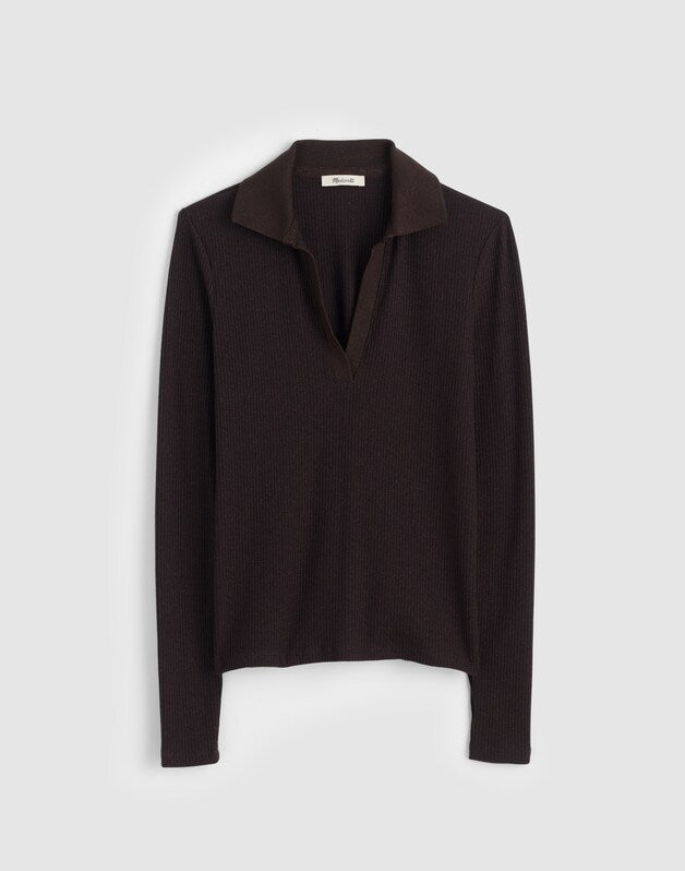 Sparkle Long-Sleeve Polo Top LUREX MOLASSES